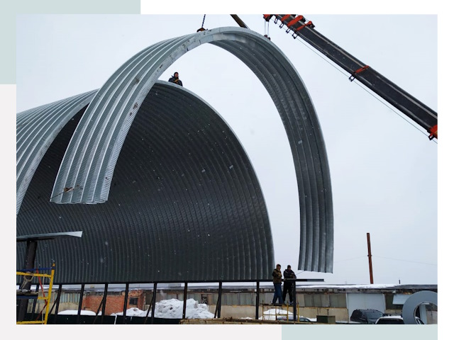 Полукруглые ангары в Зеленодольске